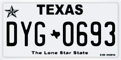 TX license plate DYG0693