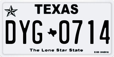 TX license plate DYG0714