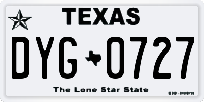 TX license plate DYG0727