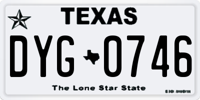 TX license plate DYG0746