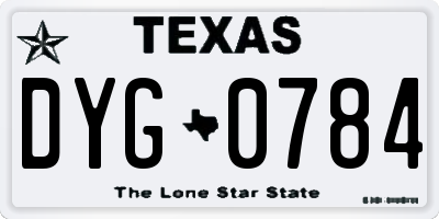 TX license plate DYG0784