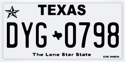 TX license plate DYG0798