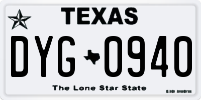 TX license plate DYG0940