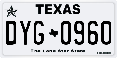 TX license plate DYG0960