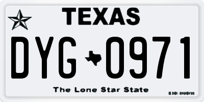 TX license plate DYG0971