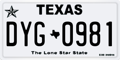 TX license plate DYG0981