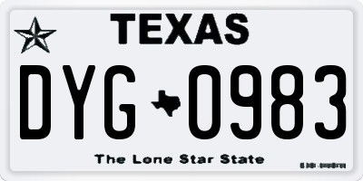 TX license plate DYG0983