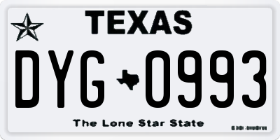 TX license plate DYG0993