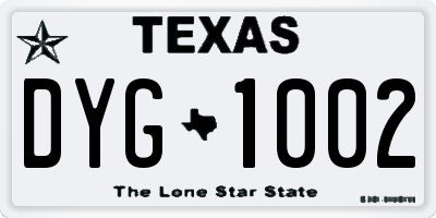 TX license plate DYG1002