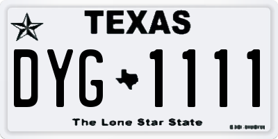 TX license plate DYG1111