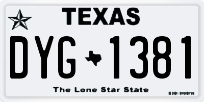 TX license plate DYG1381