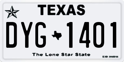 TX license plate DYG1401