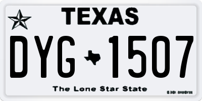 TX license plate DYG1507