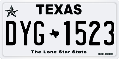 TX license plate DYG1523