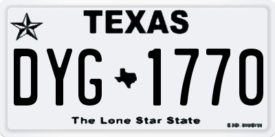 TX license plate DYG1770