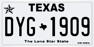TX license plate DYG1909