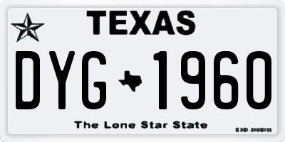 TX license plate DYG1960
