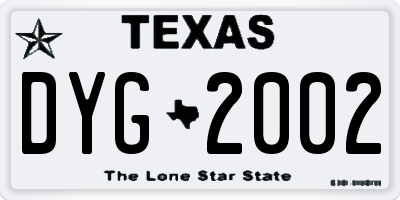 TX license plate DYG2002