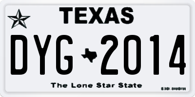 TX license plate DYG2014