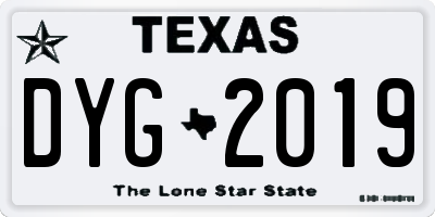 TX license plate DYG2019