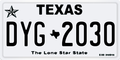 TX license plate DYG2030