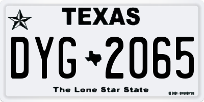 TX license plate DYG2065
