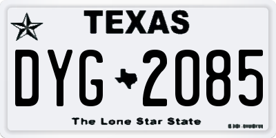 TX license plate DYG2085