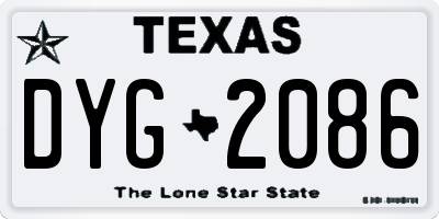 TX license plate DYG2086