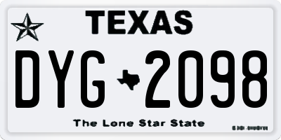 TX license plate DYG2098