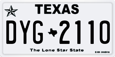 TX license plate DYG2110