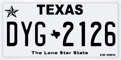 TX license plate DYG2126