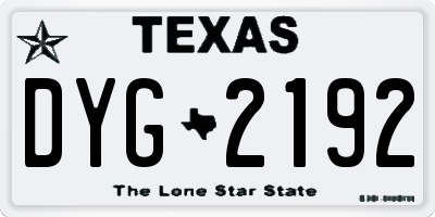 TX license plate DYG2192