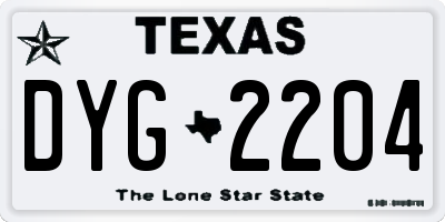TX license plate DYG2204