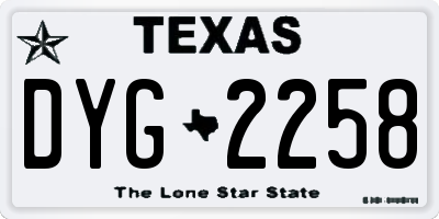 TX license plate DYG2258