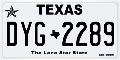 TX license plate DYG2289