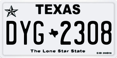 TX license plate DYG2308