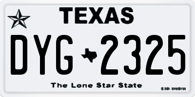 TX license plate DYG2325