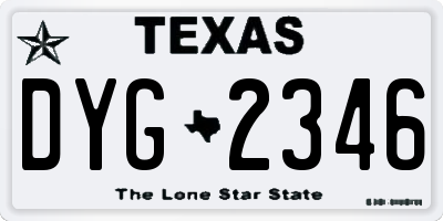 TX license plate DYG2346