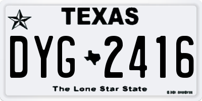 TX license plate DYG2416