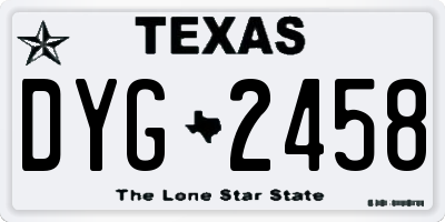 TX license plate DYG2458