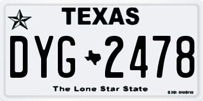TX license plate DYG2478