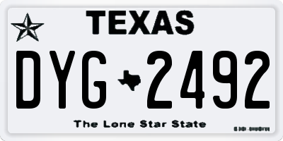 TX license plate DYG2492
