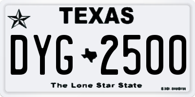 TX license plate DYG2500