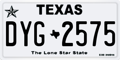 TX license plate DYG2575