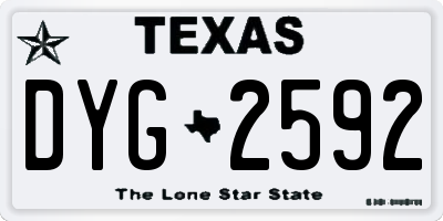 TX license plate DYG2592