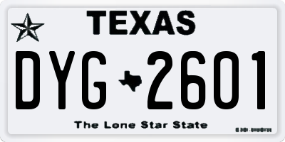 TX license plate DYG2601