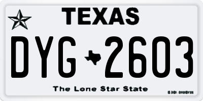 TX license plate DYG2603