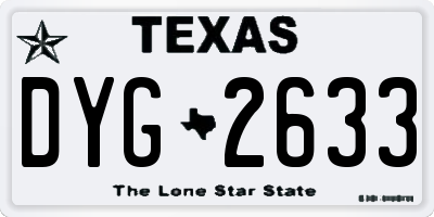TX license plate DYG2633