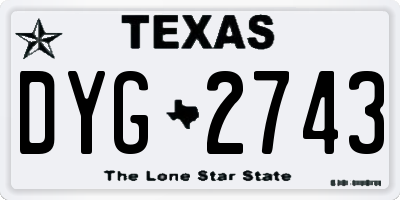 TX license plate DYG2743