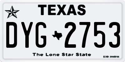TX license plate DYG2753